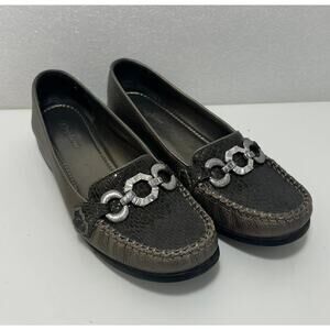 Brighton Open Slide Pewter Flats Loafers Solid Comfort Shoes Casual Womens 7.5M